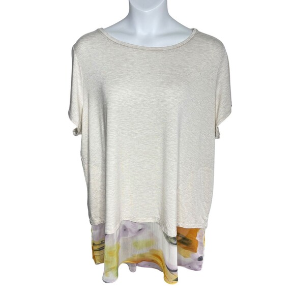 LOGO by Lori Goldstein Knit Tunic Top Mixed Media Hem Women's Plus 3X NWOT - Picture 1 of 16